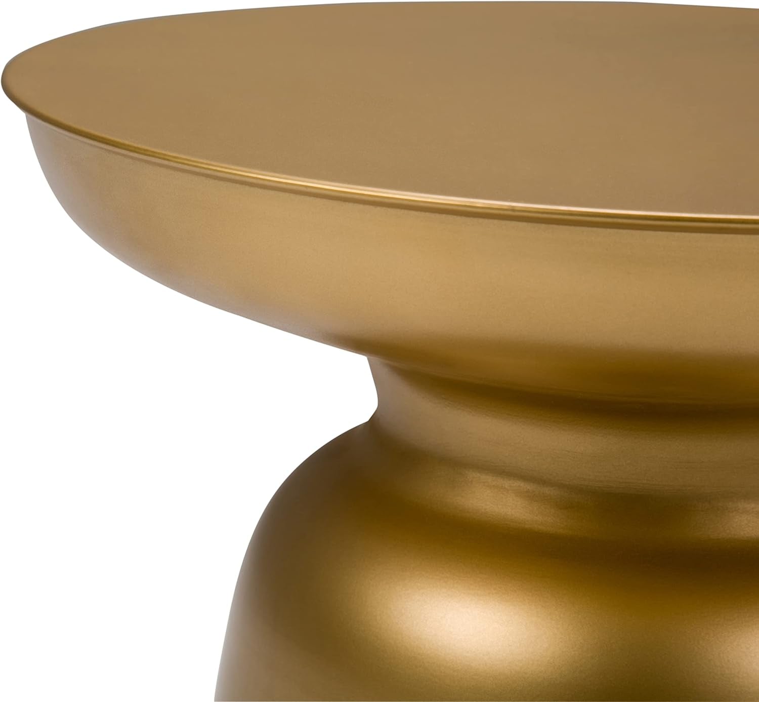 Toby Metal Table - 17 Inch Wide Solid Iron Drum Accent Table in Gold, Industrial Side or End Table for Living Room, Bedroom or Entryway with Sculptural Design, Assembled