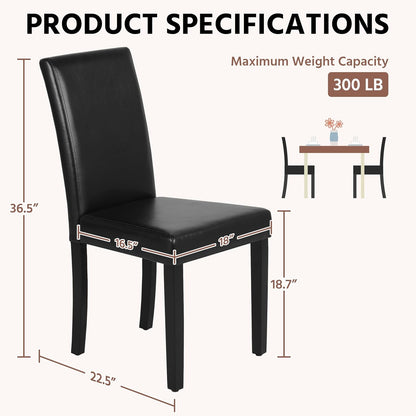 Dining Chairs Set of 4 PU Leather Upholstered Parsons Dining Chairs with Solid Wood Legs for Kitchen/Living Room/Restaurant, Modern Style, Black