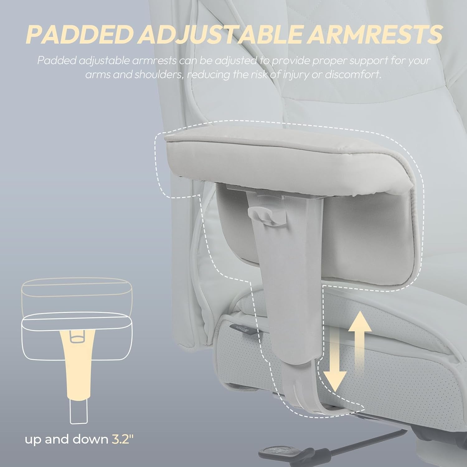 Big and Tall Office Chair with Pocket Spring Cushion,High Back Computer Gaming Chairs with Adjustable Armrests and Lumbar Support,Executive Desk Chairs with Footrest(Pu Leather,White)