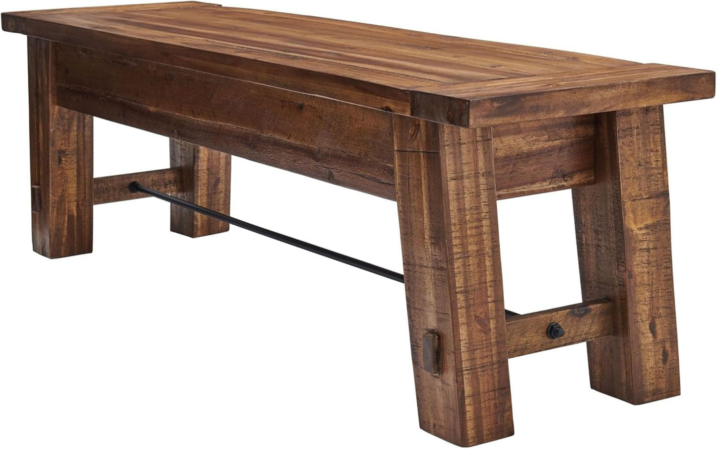 Durango Rustic Farmhouse Style 60-Inch Wood Bench - Industrial Modern Accent Furniture with Solid Wood Seat for Entryway, Dining Room, Hallway, Foyer, or Kitchen by