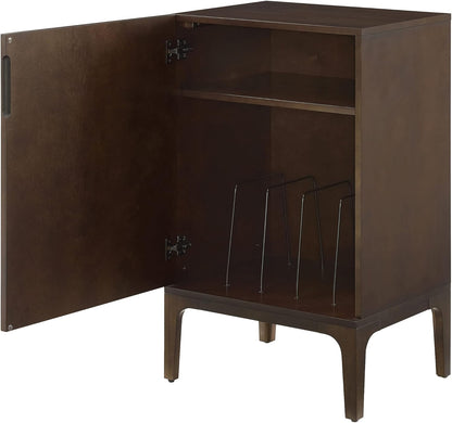 Asher Record Player Stand with Storage for Vinyl Records, Dark Brown