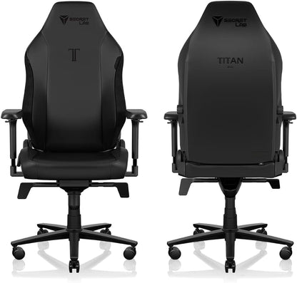 Titan Evo Black Gaming Chair - Reclining, Ergonomic & Comfortable Computer Chair with 4D Armrests, Magnetic Head Pillow & 4-Way Lumbar Support - Black - Leatherette