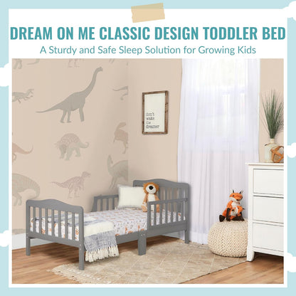 Classic Design Toddler Bed in Steel Grey, Greenguard Gold and BSA Certified, Low to Floor Design, Two Side Safety Rails, Non-Toxic Finishes, Wooden Nursery Furniture