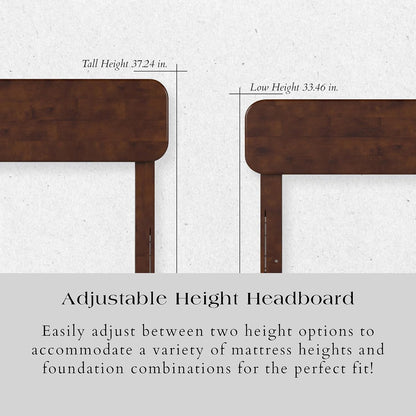 , Florence Adjustable Modern round King Solid Wood Headboard, Walnut