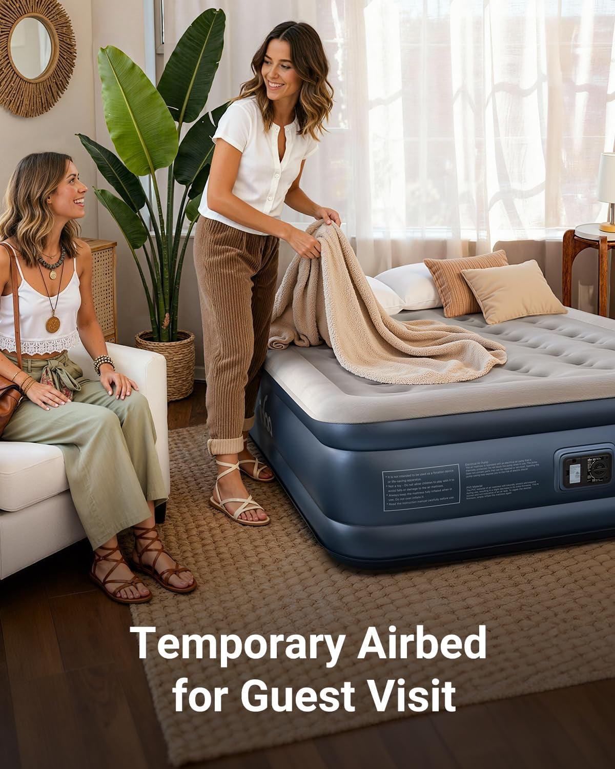 Queen Air Mattress with Built in Pump, 18 Raised Comfort Inflatable Blow up Mattress, Upgraded Support Structure Portable Air Bed for Camping, Guests and Home, Colchon Inflable, 650Lbs Max