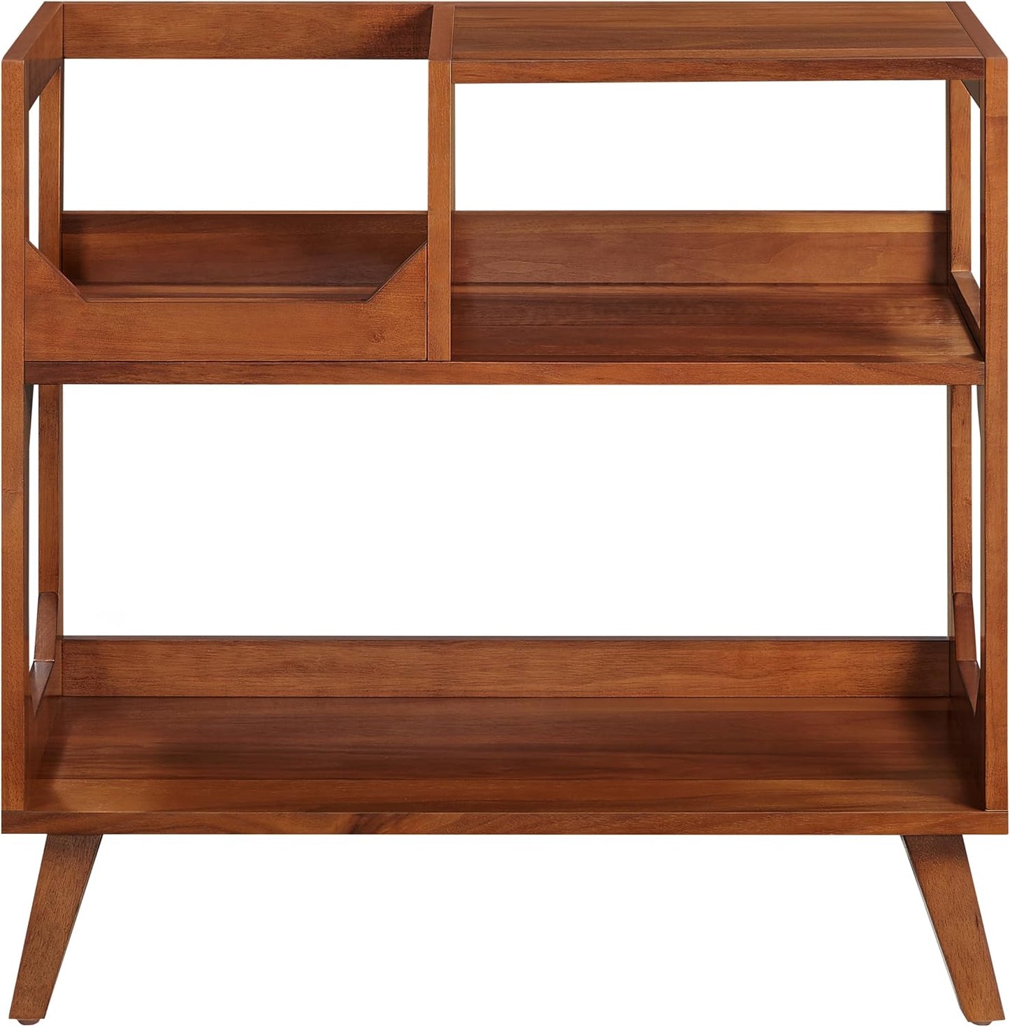 Asheville Mid-Century Modern Media Console Record Player Stand, Storage for Vinyl Records, Medium, Walnut