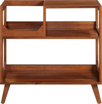 Asheville Mid-Century Modern Media Console Record Player Stand, Storage for Vinyl Records, Medium, Walnut