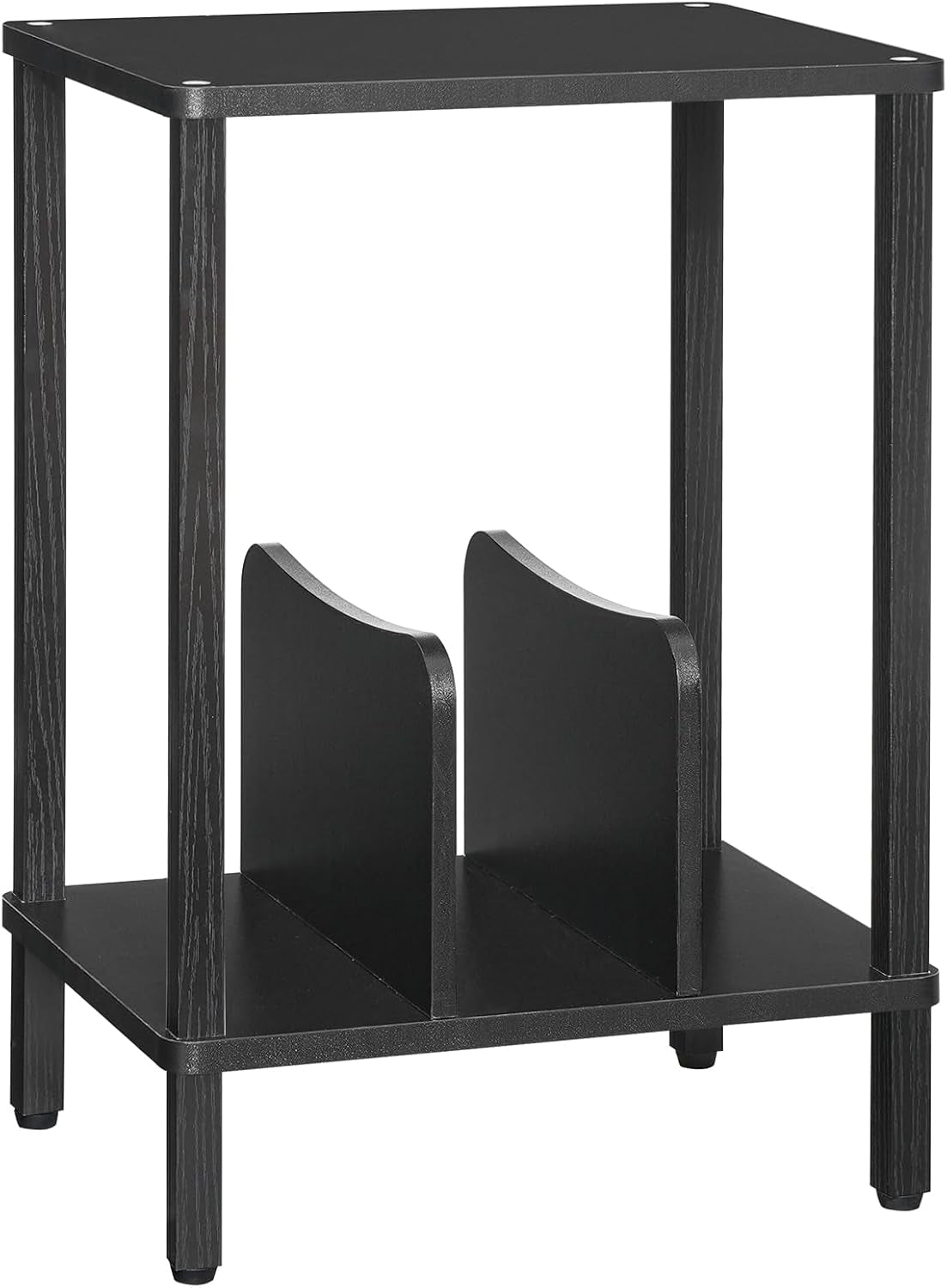 Small End Table, 2-Tier Record Player Stand Vinyl Record Turntable Stand with Storage up to 100 Albums, Small Side Table for Living Room, Bedroom Black, BK05RS01