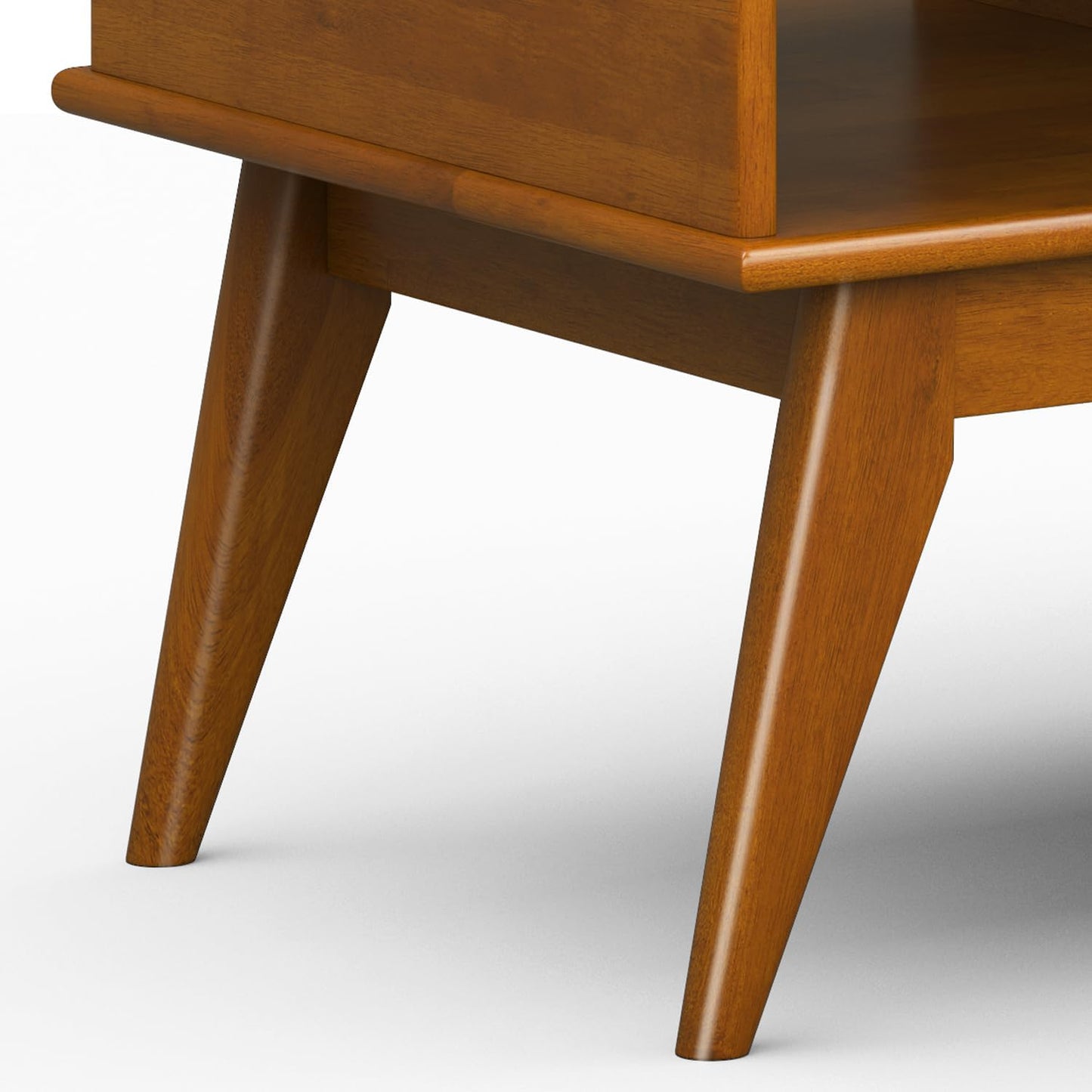 Draper Lift Top Coffee Table - 48 Inch Wide Solid Hardwood Mid-Century Modern Cocktail Table in Teak Brown, Functional Living Room Table with Storage Compartment, Open Shelf and Angled Legs