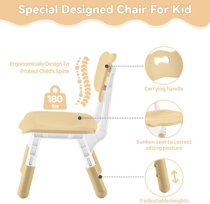 Kids Study Table and Chairs Set, Height Adjustable Toddler Table and Chair Set for Kids Ages 3-8, 31.5" L X 23.6" W Graffiti Desktop Plastic Children Art Table with 4 Seats, Brown