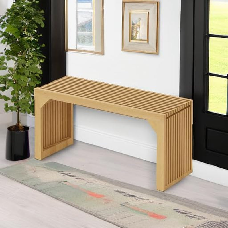 35" Dining Bench, Indoor Wood Bench for Entryway,Living Room,Kitchen and Bedroom (Nature, Long Bench)