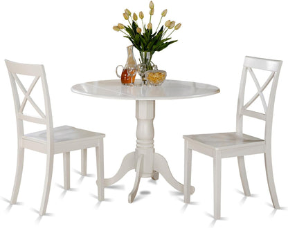 DLBO5-OAK-W 5 Piece Dining Set Includes a round Dining Room Table with Dropleaf and 4 Kitchen Chairs, 42X42 Inch, Oak