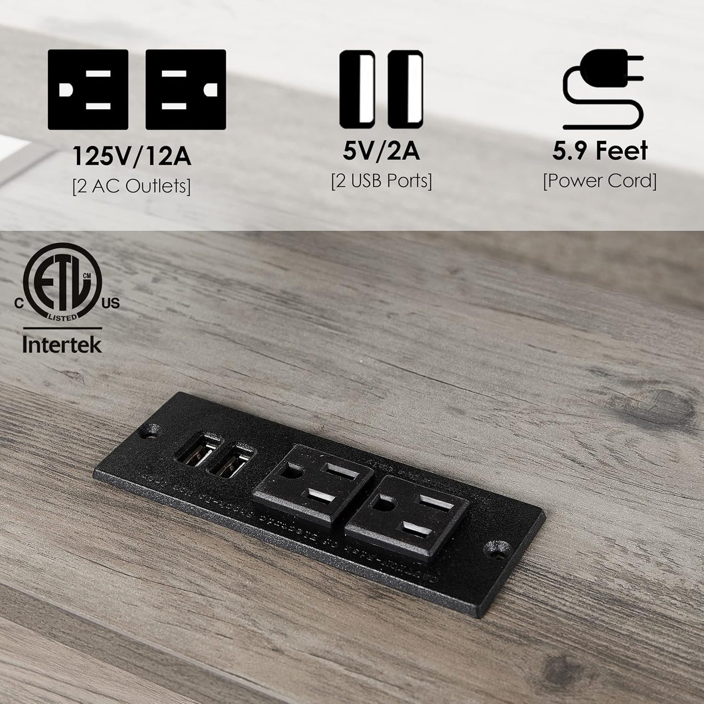 Farmhouse Nightstand with Charging Station, Rustic End Table Bedroom with Storage Living Room Side Table Grey Night Stand Industrial Bedside Bed Table with USB Ports and Outlets