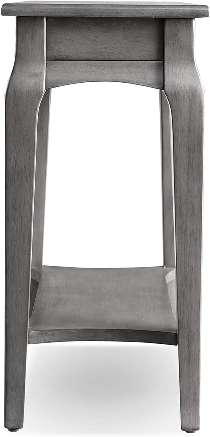 Stratus Solid Wood Narrow Side End Table with Shelf, Smoke Gray, Perfect for Living Rooms, Bedrooms, and Small Spaces – , 22005-GR