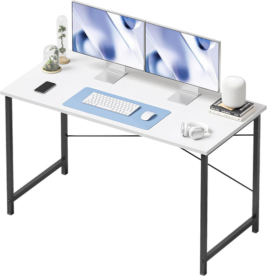 Computer Desk, 47 Inch Home Office Desk, Modern Simple Style PC Table for Home, Office, Study, Writing, White