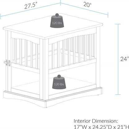 Wooden Lattice Pet Crate, End Table, Espresso