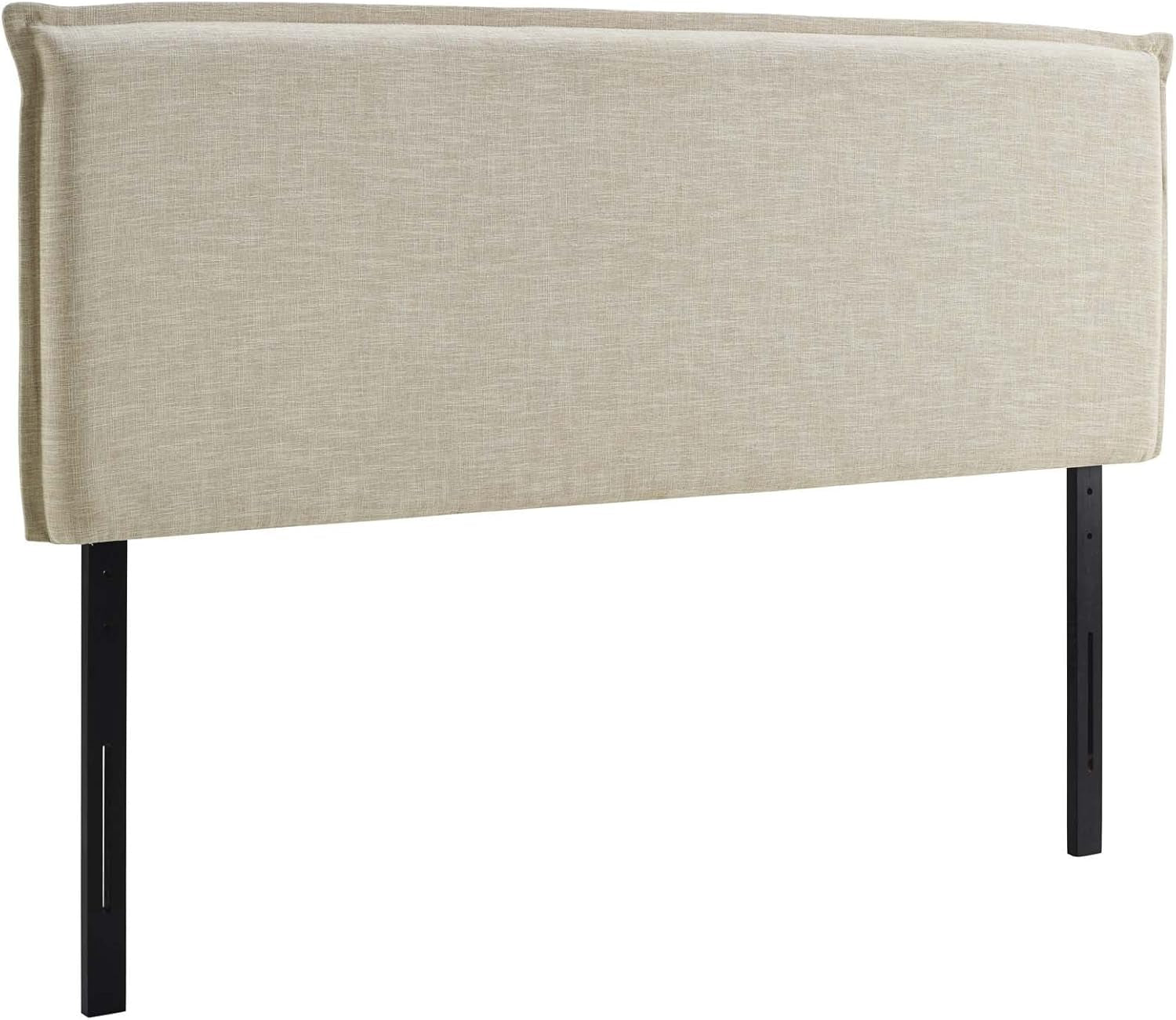 Camille Linen Fabric Upholstered Queen Headboard in Beige with French Piping