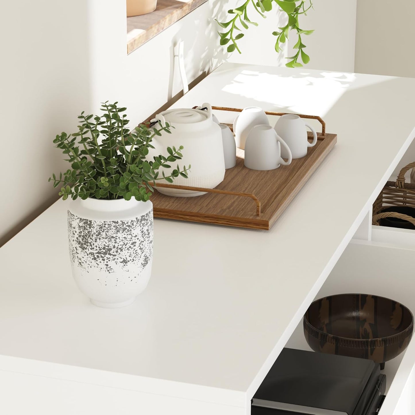 6 Drawer White Dresser, 47.2” Double Dresser with Gold Metal Handles and Legs, Modern Chest of Drawers Wood Storage Cabinet for Bedroom Living Room, 47.2”W X 15.7”D X 30.1”H