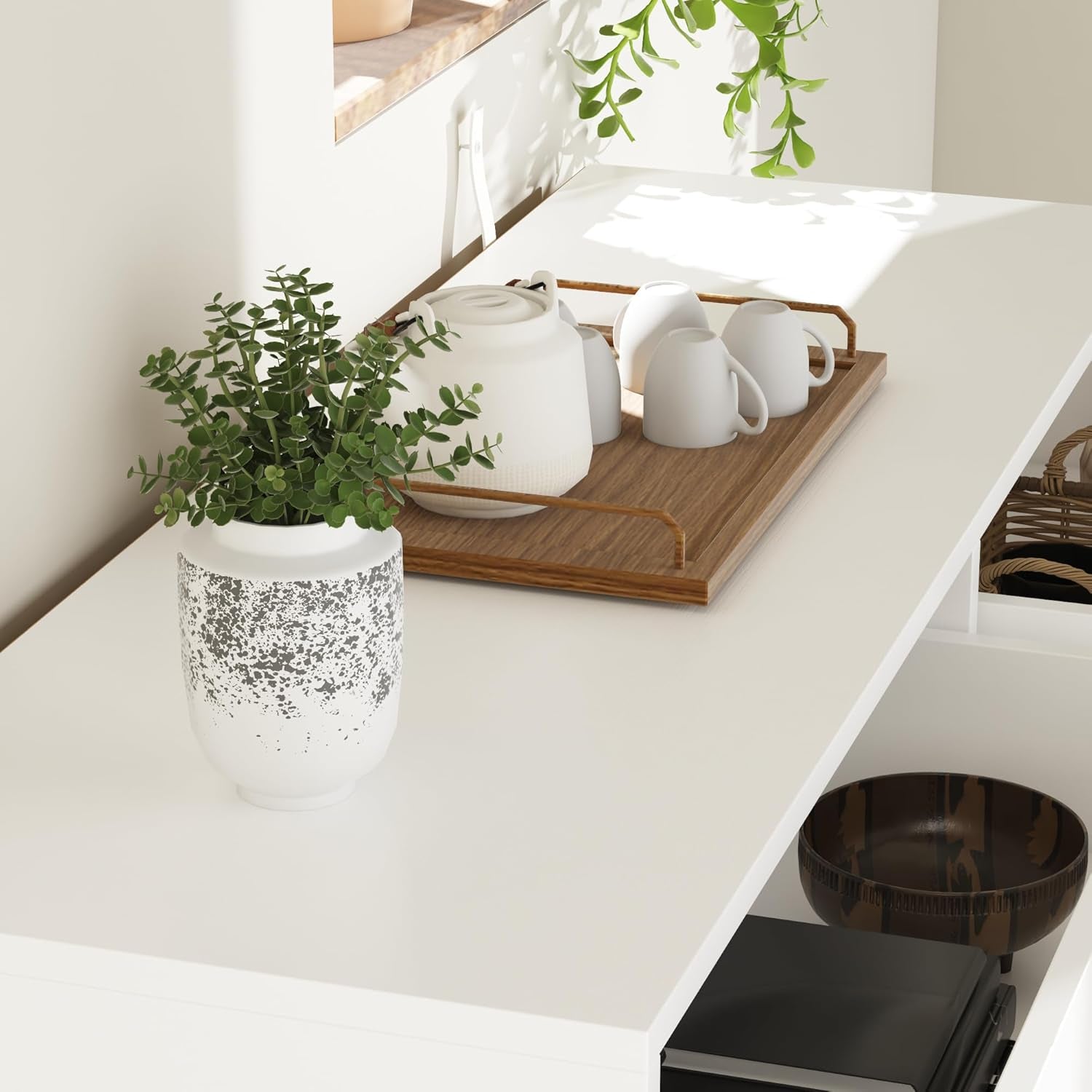 6 Drawer White Dresser, 47.2” Double Dresser with Gold Metal Handles and Legs, Modern Chest of Drawers Wood Storage Cabinet for Bedroom Living Room, 47.2”W X 15.7”D X 30.1”H