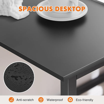 Small Computer Office Desk 40 Inch Student Study Writing Work with Metal Frame Wood Tabletop Modern Simple Home Bedroom PC Table - Black