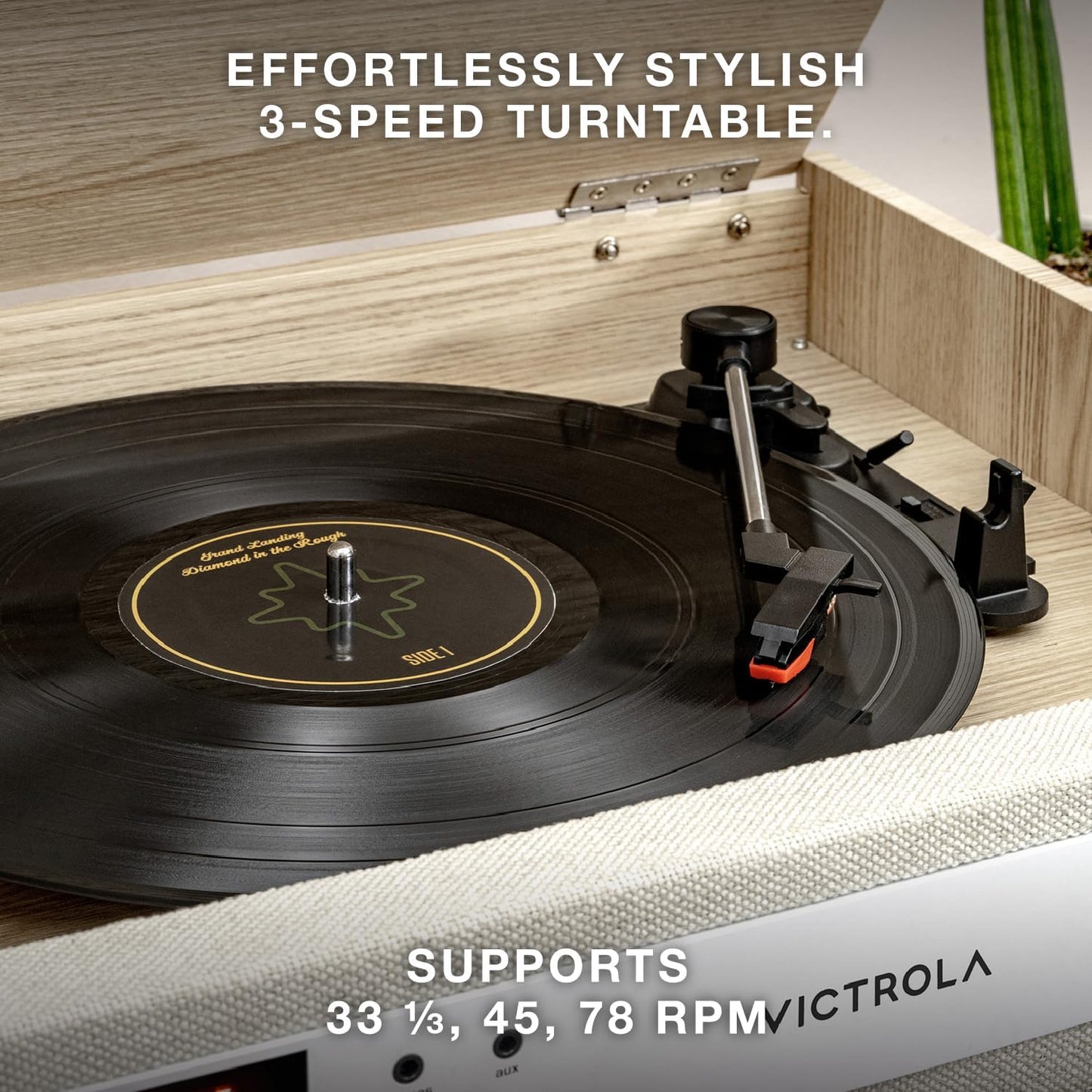 Century 6-In-1 Vinyl Record Player & Music Center – 3-Speed Turntable, CD & Cassette Player, VINYLSTREAM, Bluetooth & 3.5Mm Aux, Record Player with Speakers, Mid Century Design (Walnut)