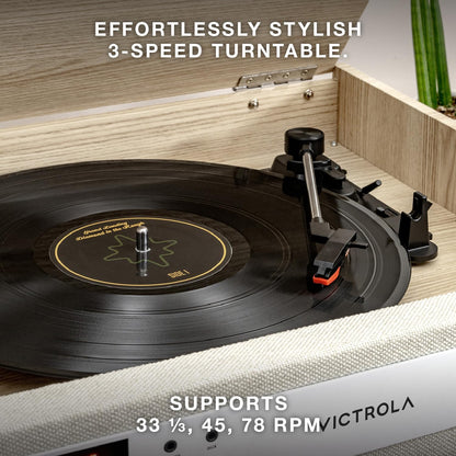 Century 6-In-1 Vinyl Record Player & Music Center – 3-Speed Turntable, CD & Cassette Player, VINYLSTREAM, Bluetooth & 3.5Mm Aux, Record Player with Speakers, Mid Century Design (Walnut)