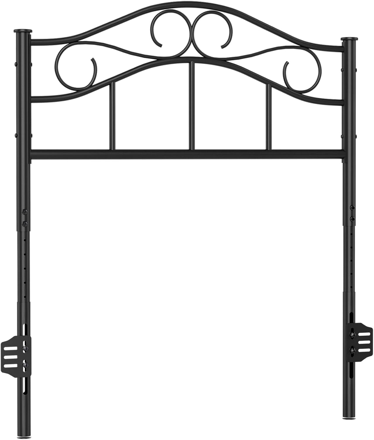 Metal Twin Size Headboard Only, Adjustable Height, Sturdy Steel Curved Twin/Twin XL Headboard for Bedroom, Farmhouse Scrollwork Design, Easy Assembly, Attach Frame, Black