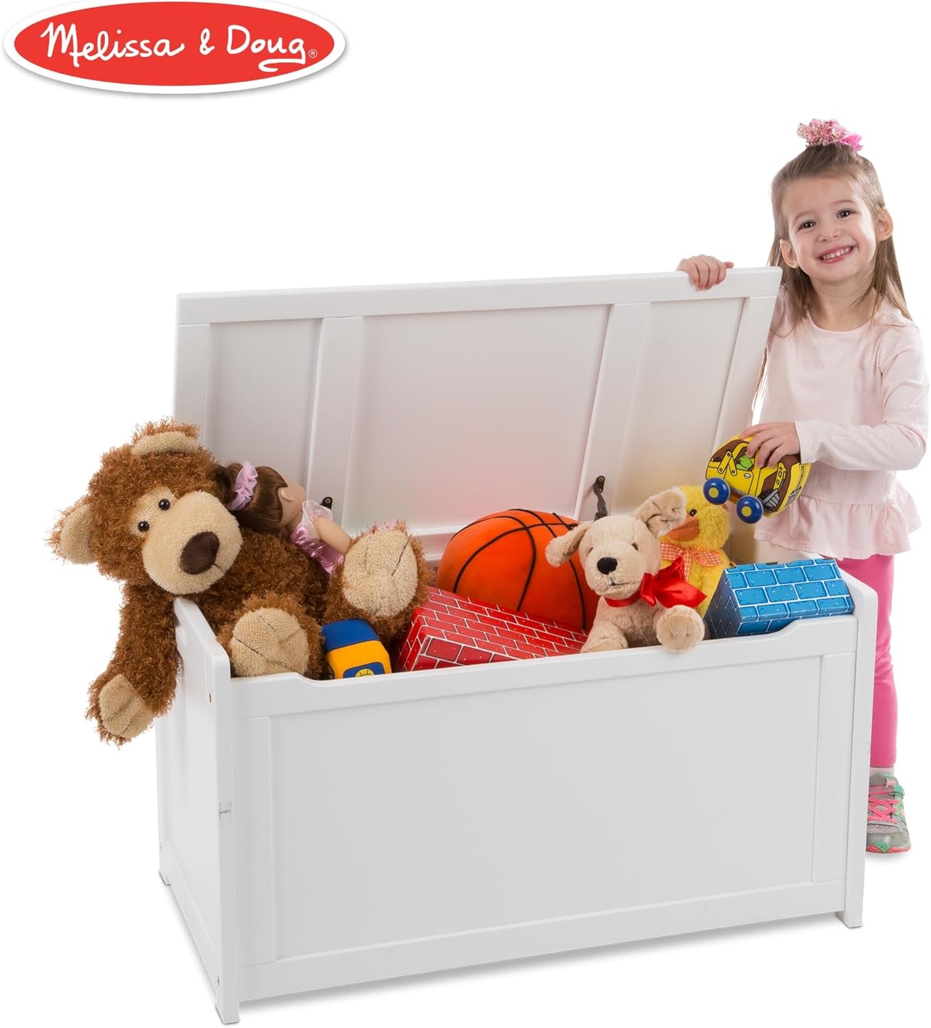 Toy Chest, Wooden Toy Storage Box with Safety-Hinged Lid, Kids Toys Storage Organizer for Playroom, Bedroom, & Montessori Classroom Furniture for Boys & Girls Ages 3+