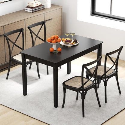Dining Table for 4 People, 48"X 29" Kitchen Table with Wood Legs, Load 330 Lbs, Rectangular Dinner Table for Small Space, Dinette, Breakfast Nook, Apartment, Living Room, Dining Room (Black)