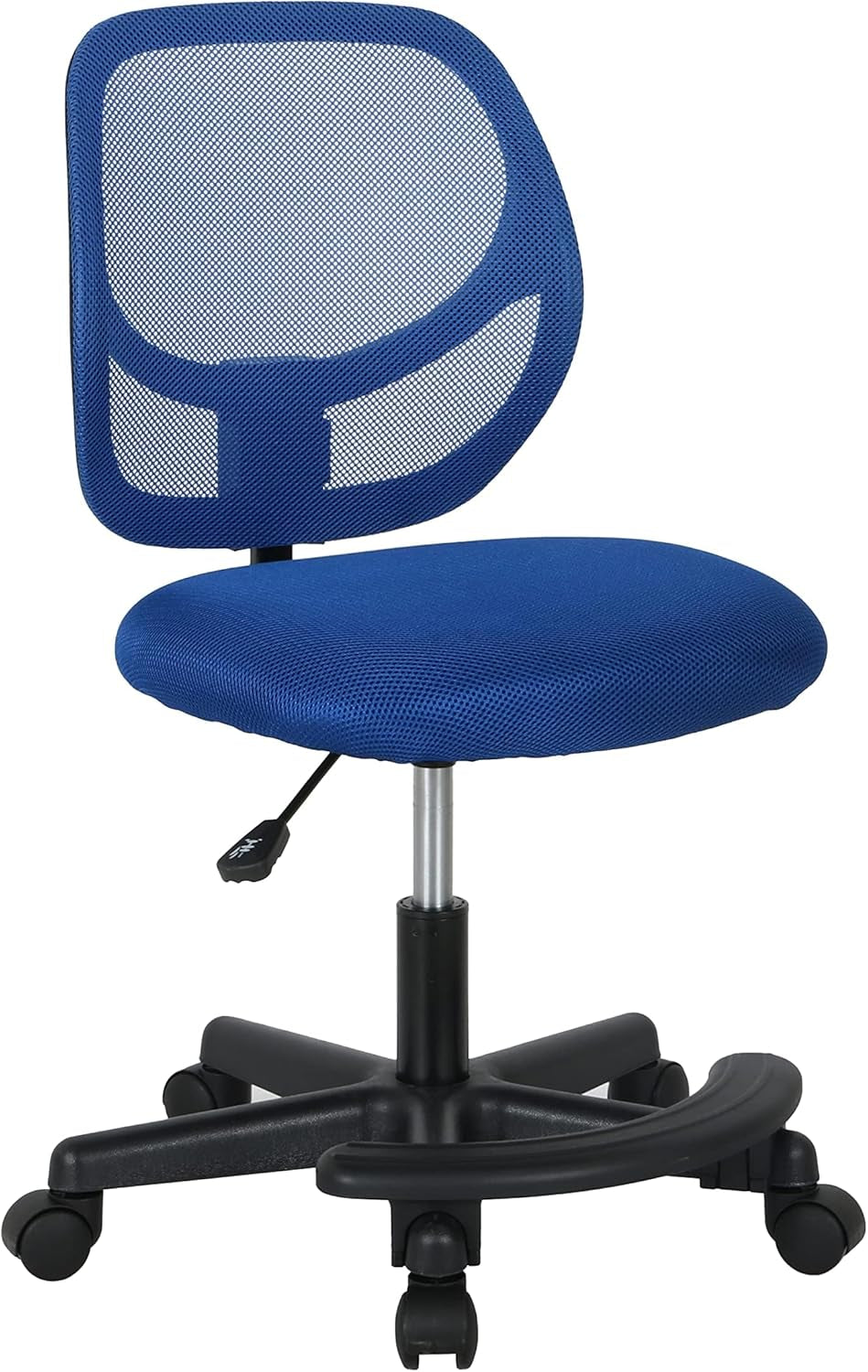 Kids Adjustable Mesh Low-Back Swivel Study Desk Chair with Footrest, Blue