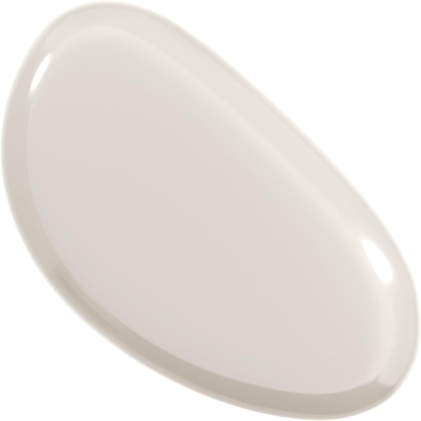 Kavren Modern 37-Inch Oval Glossy Low Profile Coffee Table, Stone Shape Living Room Furniture for Small Space, Ivory