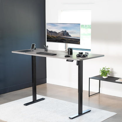 Electric 55 X 28 in Standing Desk, Memory Height Adjustment, 1B Series, One-Piece Rustic Vintage Brown Top, Gray Frame, DESK-KIT-1G55N