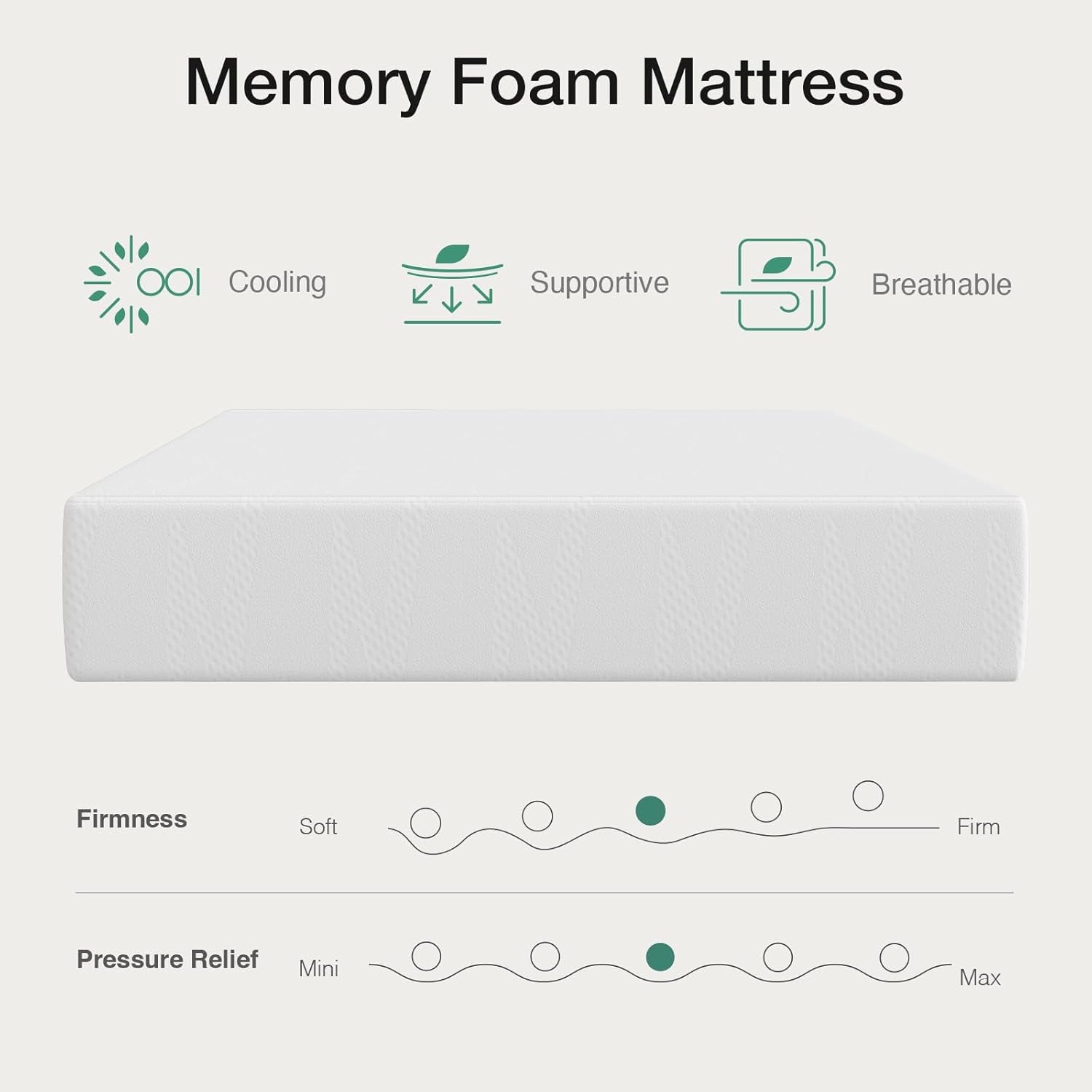 12 Inch Queen Mattress in a Box, Gel Memory Foam Queen Size Bed Mattress for Cooling Night Sleep, Comfort Sleep & Pressure Relief, Certipur-Us Certified,White