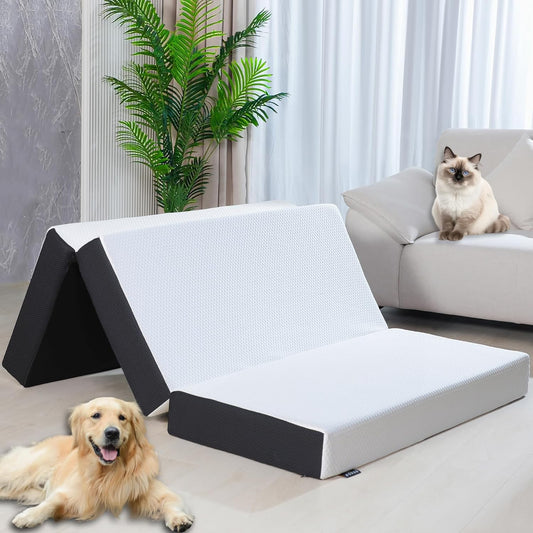 Folding Mattress Queen Size,6 Inch Tri-Fold Memory Foam Mattress Topper with Washable Cover, Non-Slip Bottom Guest Bed Queen Size, 78" X 58" X 6"