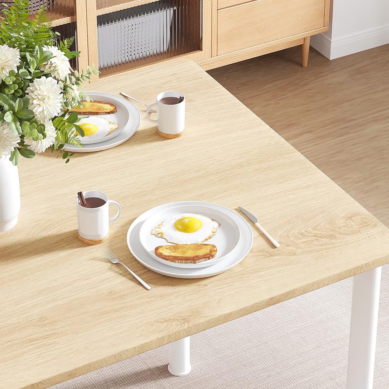 Kitchen Dining Room Table and Chairs for 4, 5-Piece Dinette Sets, Space Saving, Burnished Silver