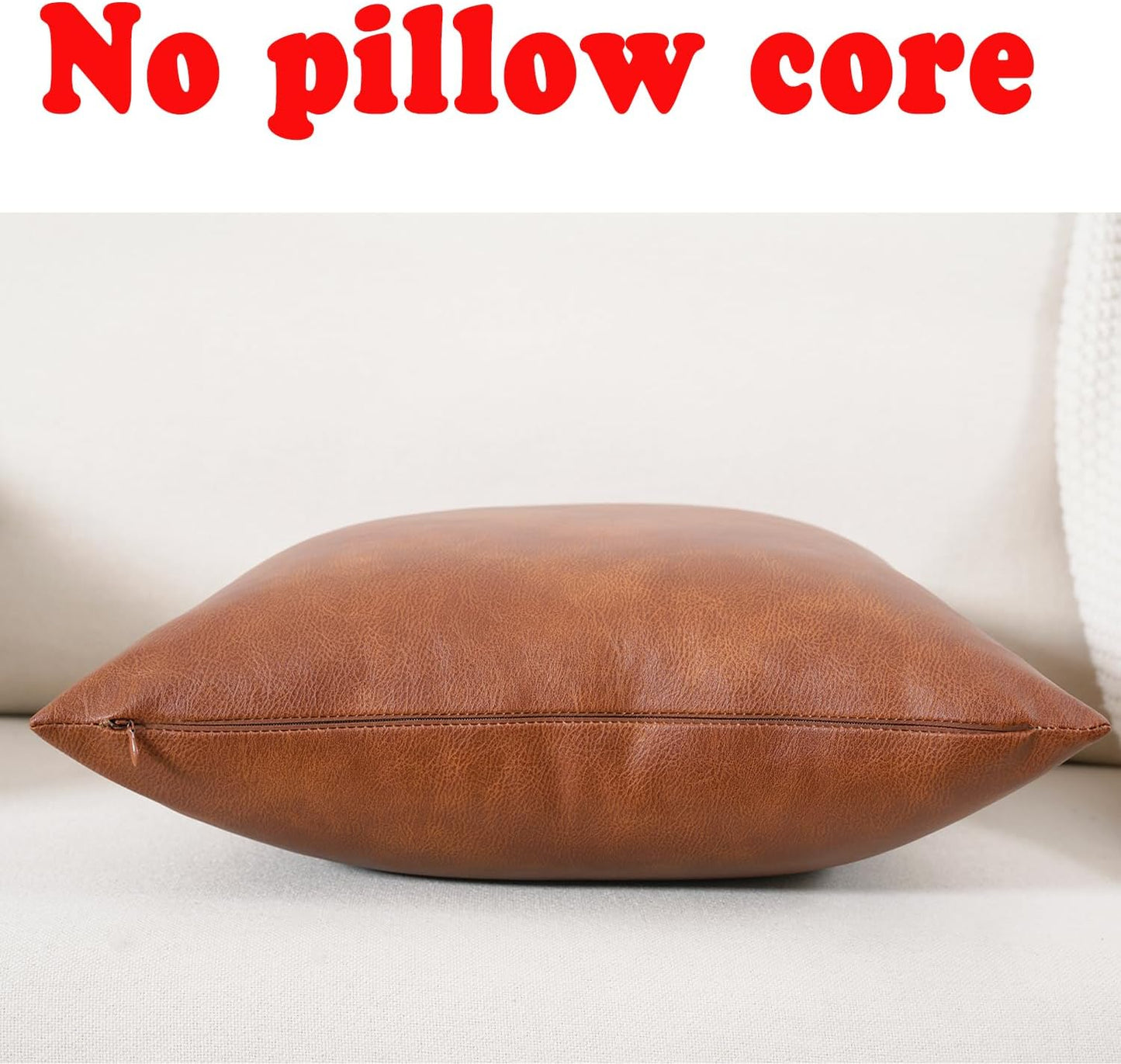 Faux Leather Throw Pillow Covers 18X18 Inch Set of 2 Brown Outdoor Modern Farmhouse Solid Decorative Pillow Covers for Room Couch Living Bedroom Bed Sofa