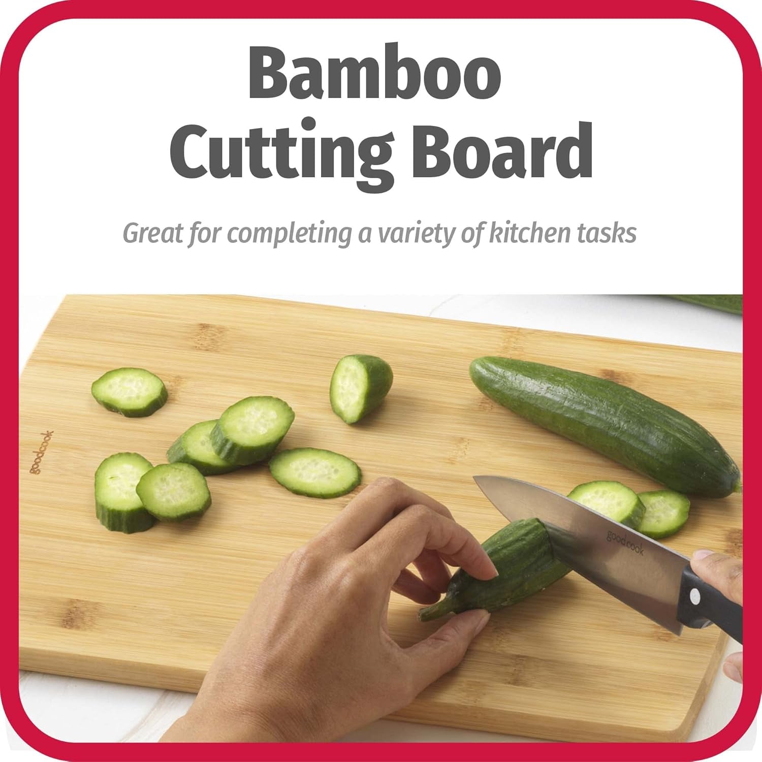 Everyday 10" X 14" Bamboo Cutting Board, Durable Edge-Grain Wood, Moisture-Resistant, Knife-Friendly, Wooden Chopping Board for Kitchen, Low-Maintenance, Natural Bamboo
