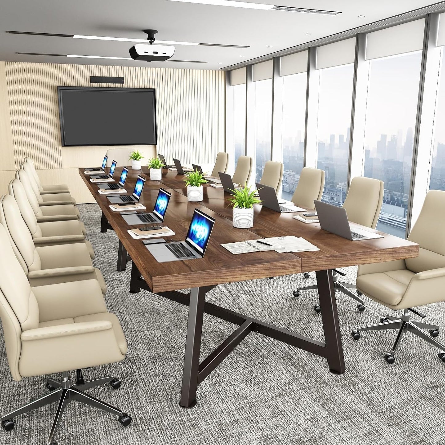 71" Farmhouse Solid Wood Dining Table for 4 6 8 People, Rustic Large Wooden Kitchen Table Rectangular Hardwood Top with Steel Leg X-Base, Home Office Kitchen Furniture, Oak