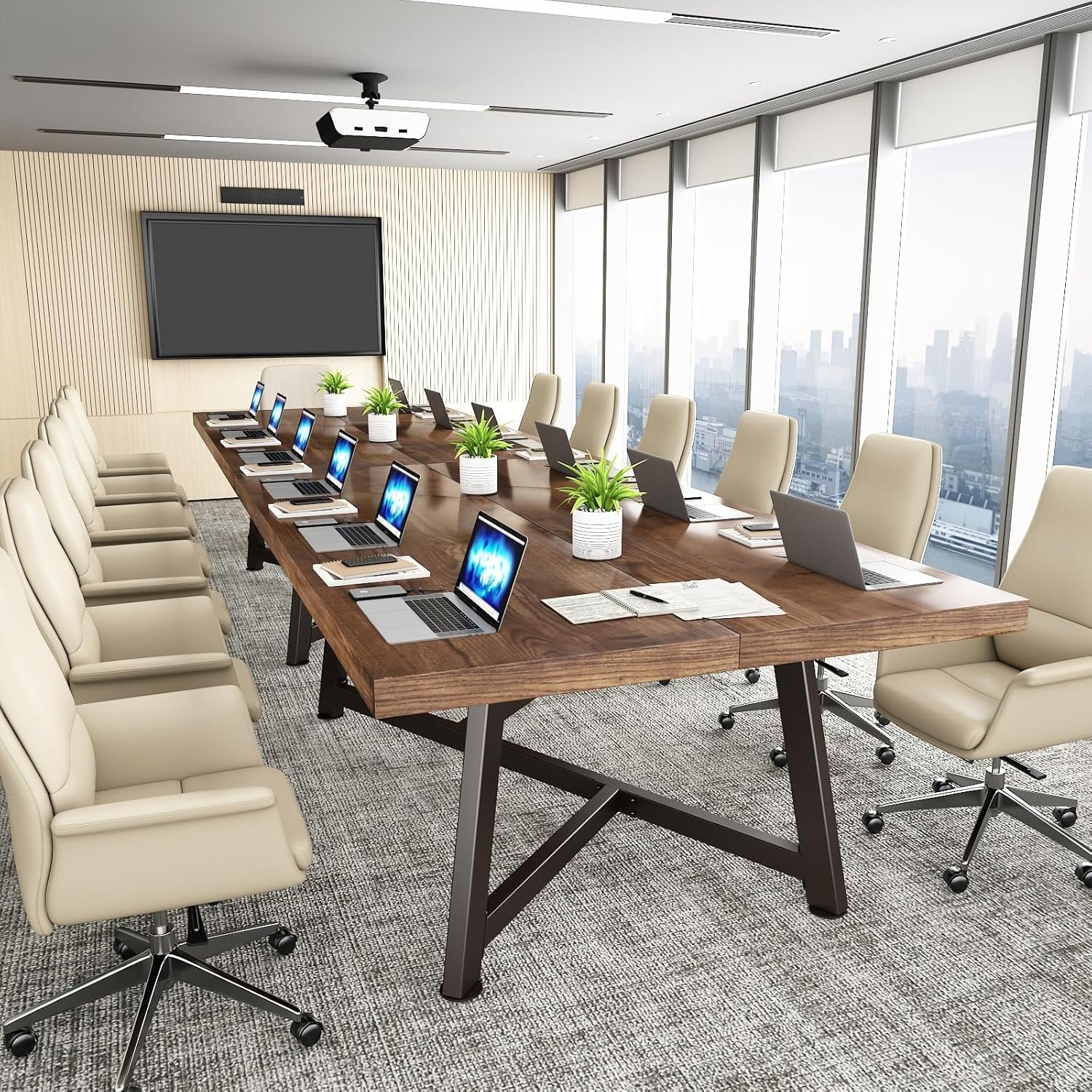 71" Farmhouse Solid Wood Dining Table for 4 6 8 People, Rustic Large Wooden Kitchen Table Rectangular Hardwood Top with Steel Leg X-Base, Home Office Kitchen Furniture, Oak