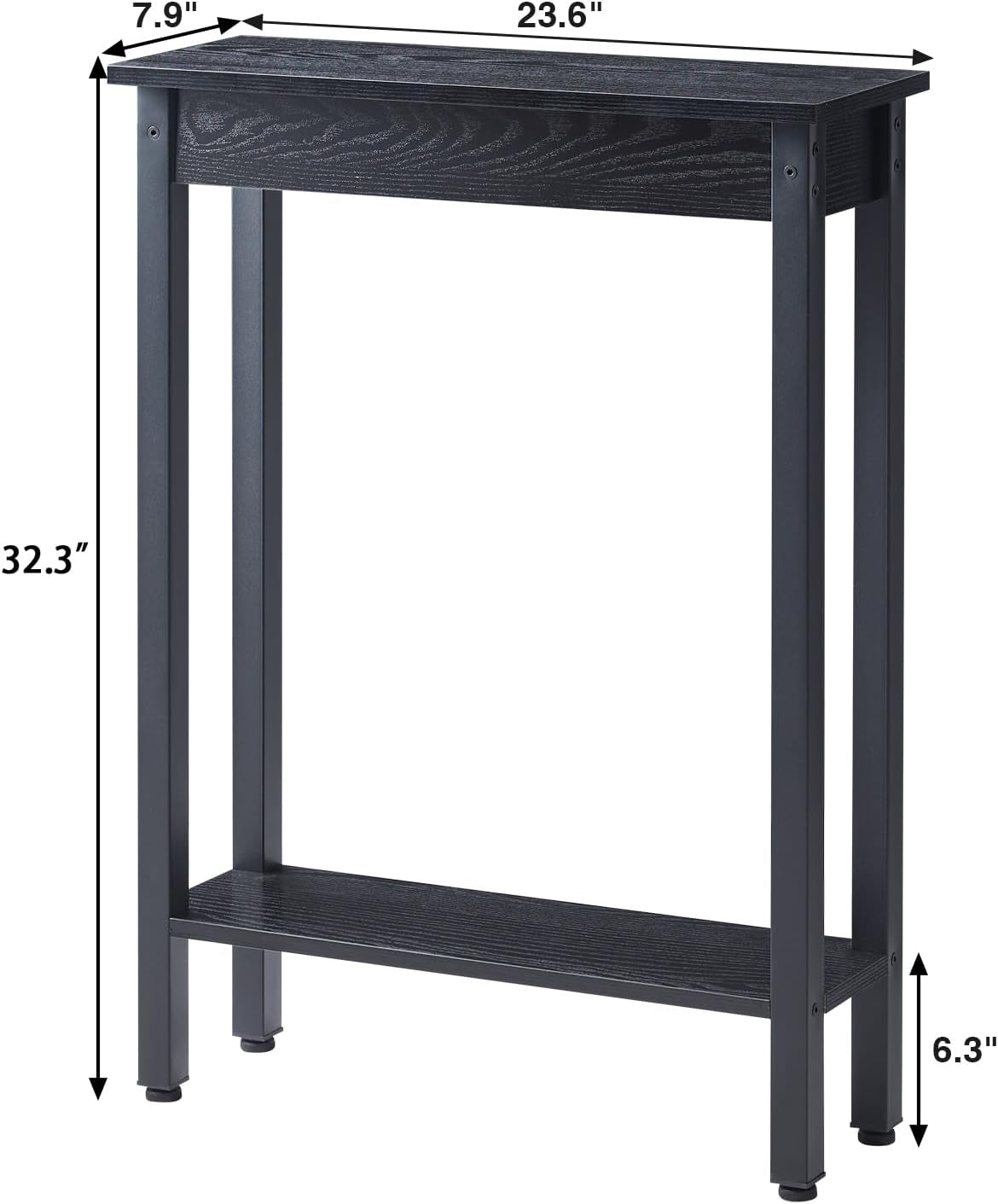 Small Console Table with Shelf Little Narrow Entryway Table Skinny Thin High Tall Display Stand for Entry Hall Hallway, Foyer, as Eextension for Long behind Couch Sofa Table / Kitchen Countertop