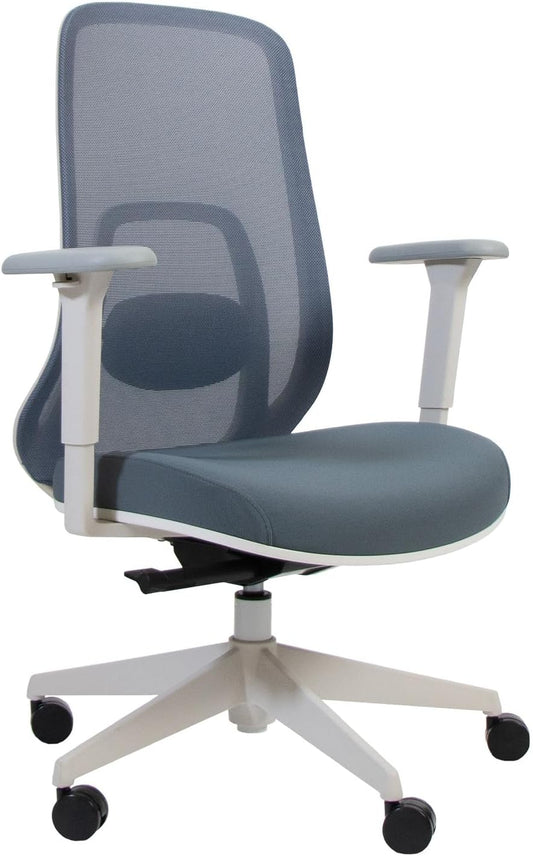 Ascent Ergonomic Desk Chair for Home Office with Wheels, Breathable Mesh Back, Lumbar Support, Adjustable Seat Depth & Height, 20 Degree Tilt Function – Easy Assembly (Cloud White/Steel Blue)