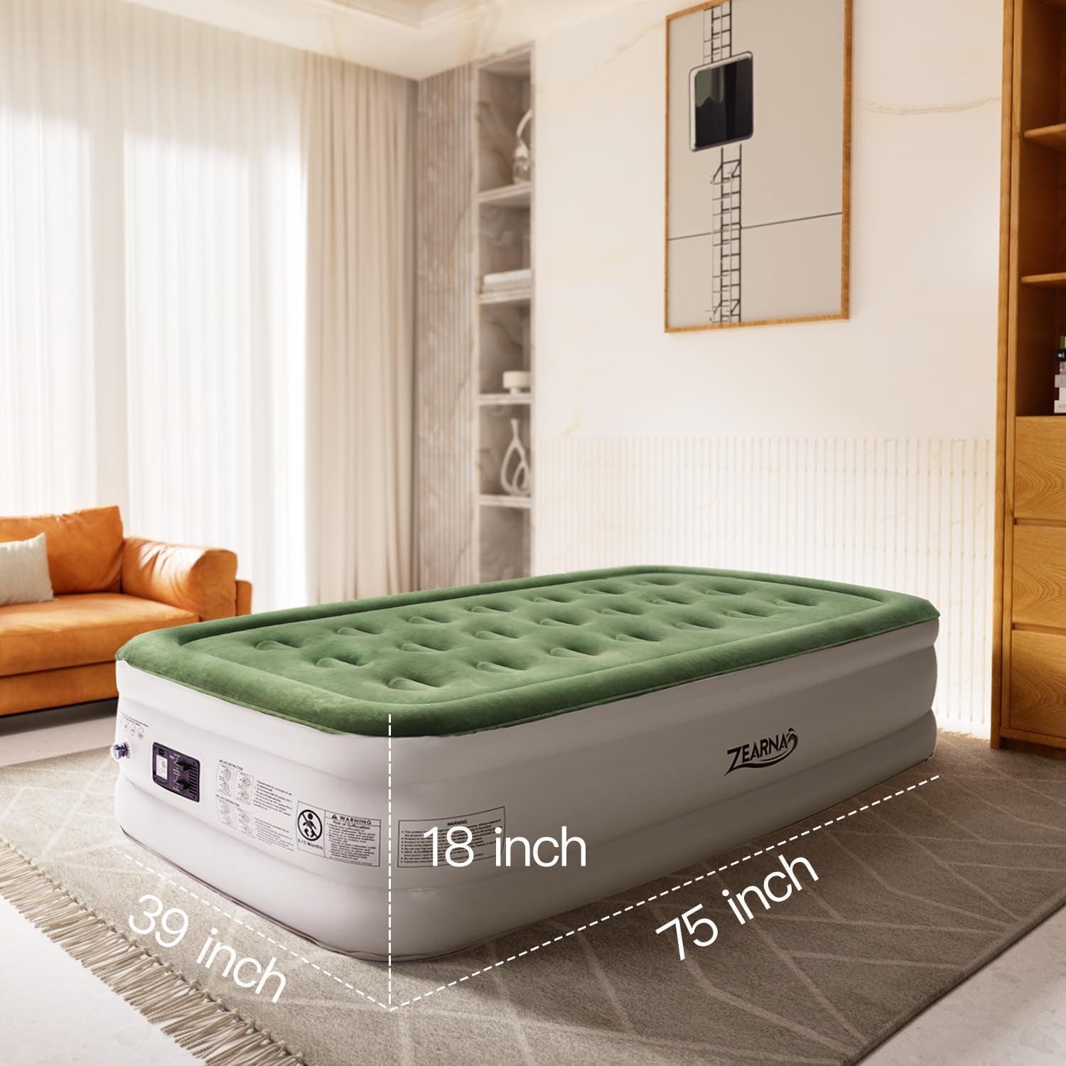 Air Mattress with Built in Pump - Upgraded Twin Blow up Mattress, 2 Mins Quick Self Inflatable,18"/550Lbs Max, Strong Support, for Camping,Home,Guests,Portable Travel
