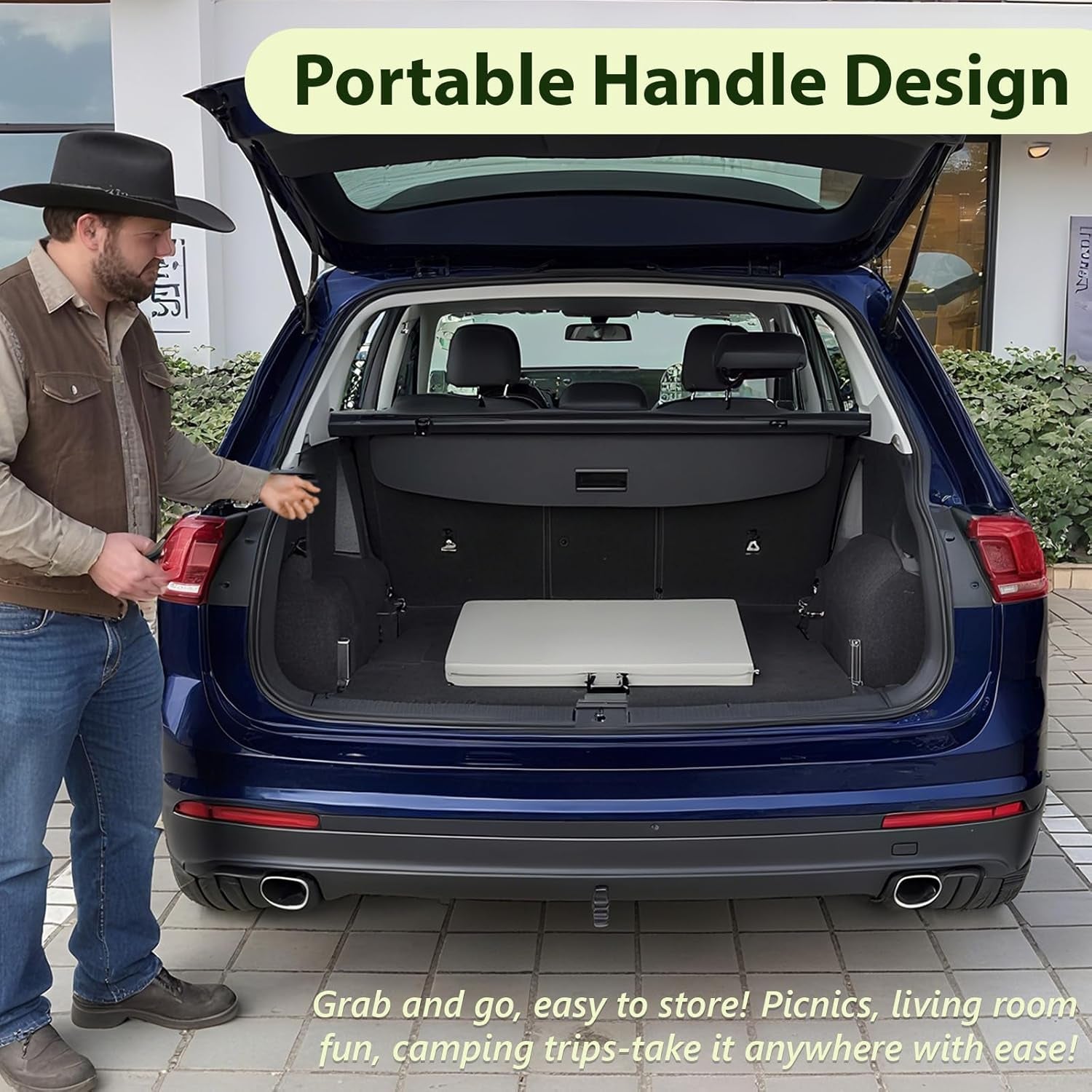 Folding Table 6Ft - Heavy Duty Plastic Table with Handle, Foldable & Portable, Fold-In-Half Utility Tables for Outdoor, Dining, Wedding, Events, Indoor, Picnic, Camping, Party (White)