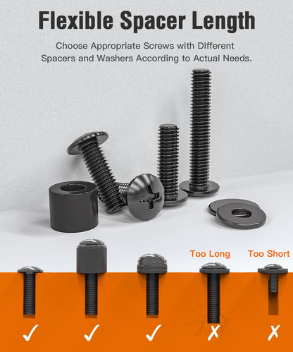 Universal TV Mounting Hardware Kit with Box, M4 M6 M8 Screws and Washers Spacers, Replacement Screws Set for Most Flat Curved TV Monitors, YD9041