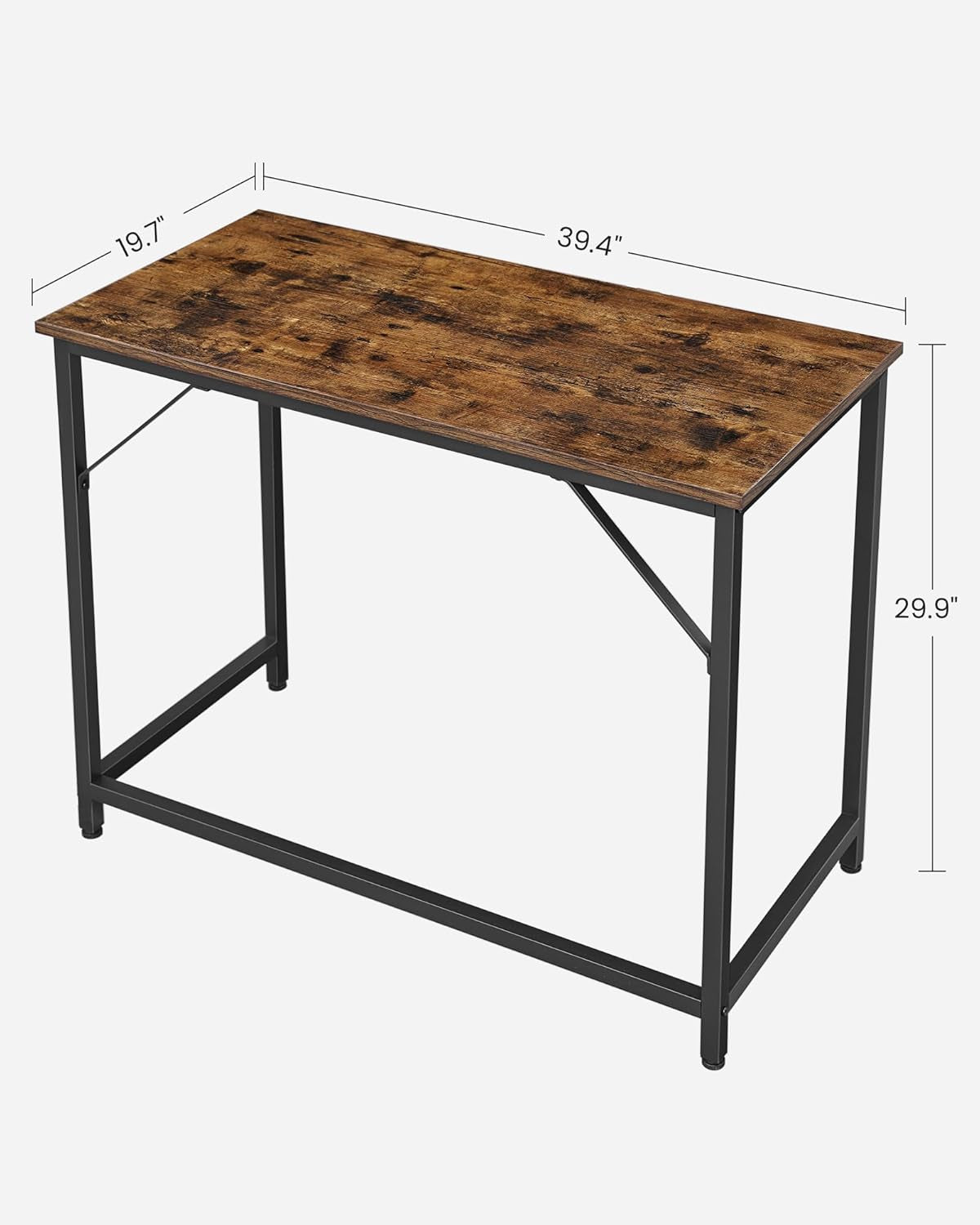 Computer Desk, Gaming Desk, Home Office Desk, for Small Spaces, 19.7 X 39.4 X 29.9 Inches, Industrial Style, Metal Frame, Rustic Brown and Black ULWD41X