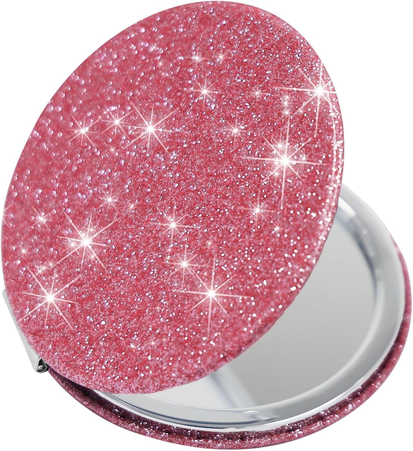 Double-Sided 1X/2X Magnifying Compact Mirror – Portable Metal Makeup Mirror for Purse, Ideal for Travel & On-The-Go Touch-Ups