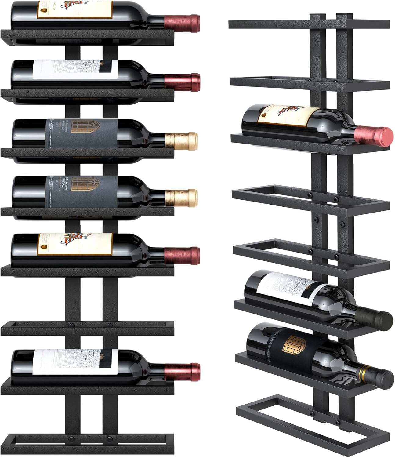 8 Tier Wall Mount Wine Rack, Wall Racks for Wine Bottles Display and Storage, Hanging Bottle Organizer for Living Room, Dining Room, Wine Cellar, Bar, Black
