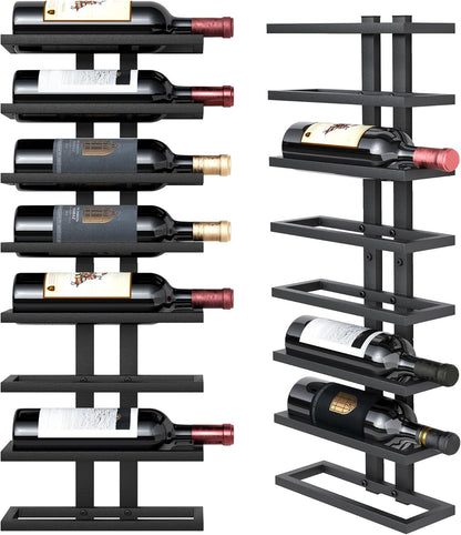 8 Tier Wall Mount Wine Rack, Wall Racks for Wine Bottles Display and Storage, Hanging Bottle Organizer for Living Room, Dining Room, Wine Cellar, Bar, Black