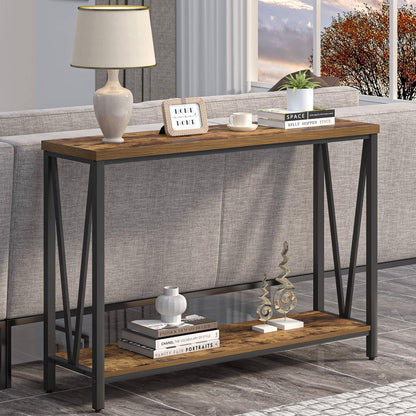 Entryway Table, Narrow Sofa Console Tables behind Couch, Modern Entry Table for Hallway Entrance Living Room, Rustic Brown
