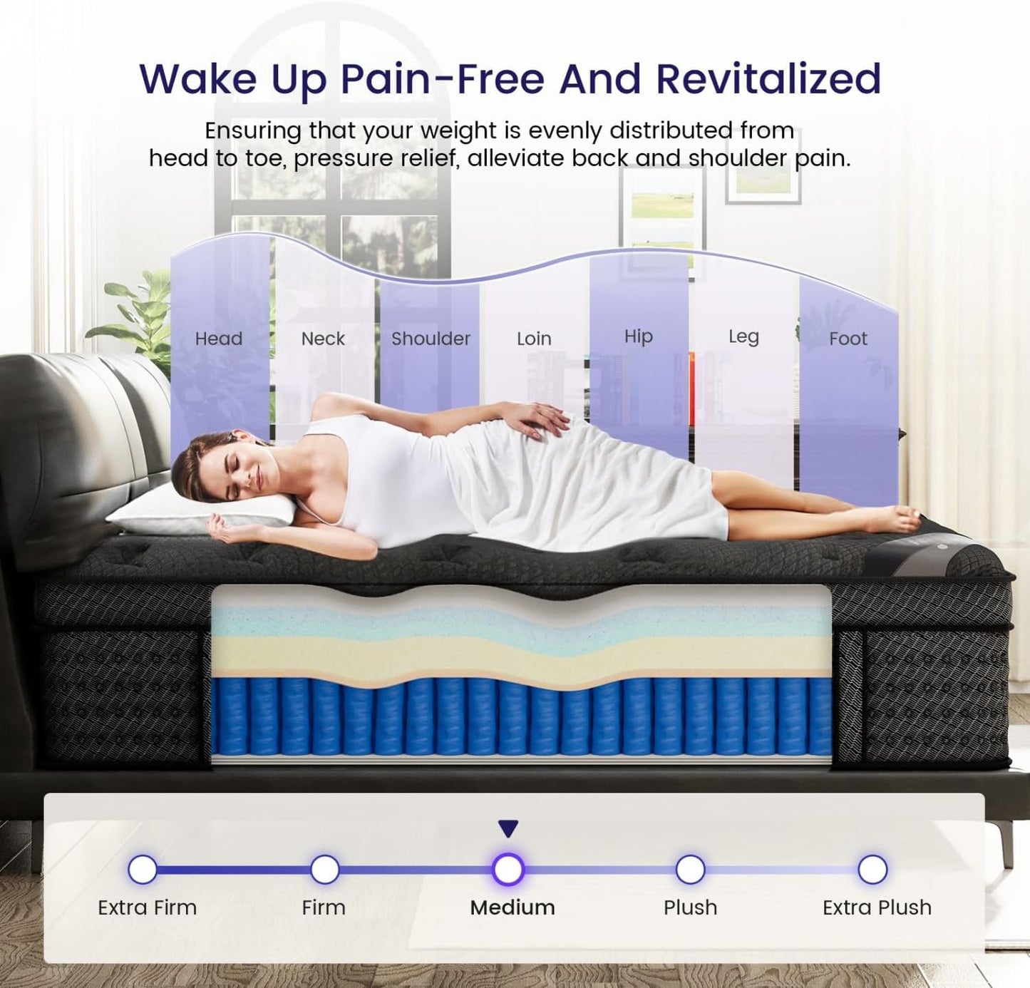 King Size Mattress, 14 Inch Deluxe Hybrid King Mattress in a Box, Medium Firm Mattresses with Gel Memory Foam & Pocket Springs, Pressure Relief, Cooling, Extra Edge Support [Upgraded Support]